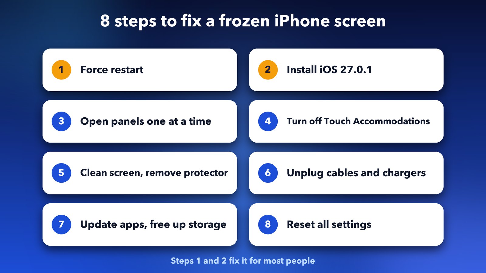 Checklist of 8 steps to fix an iPhone touchscreen that freezes on iOS 27